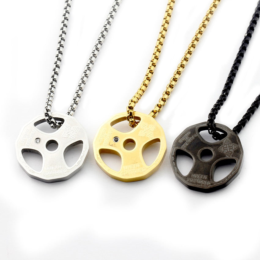 Shiny Weight Plate Necklace
