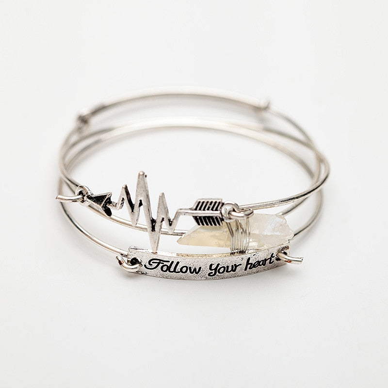 "Follow Your Heart" Bangle Bracelet