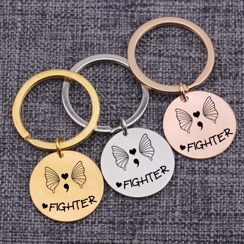"Fighter" Love Butterfly Keychain